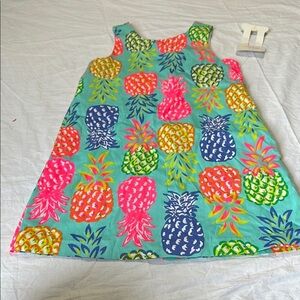 Tommy Bahama Girls 7 Pineapple Shift Dress Bright Multi Cotton Lined NEW